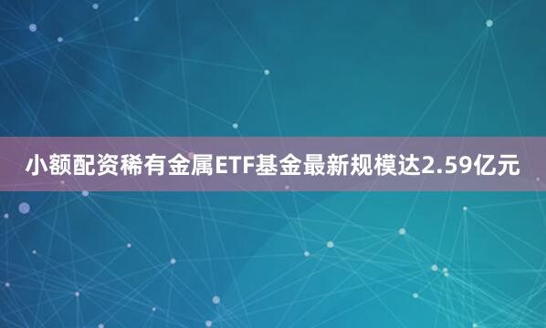 小额配资稀有金属ETF基金最新规模达2.59亿元